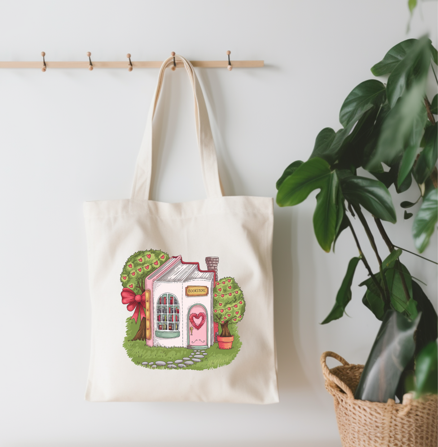 Cute Bookstore Canvas Tote Bag