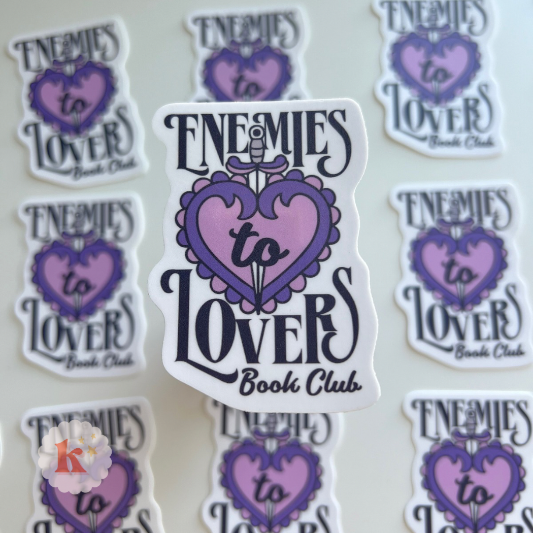 Enemies to lovers vinyl sticker, bookish stickers, reading