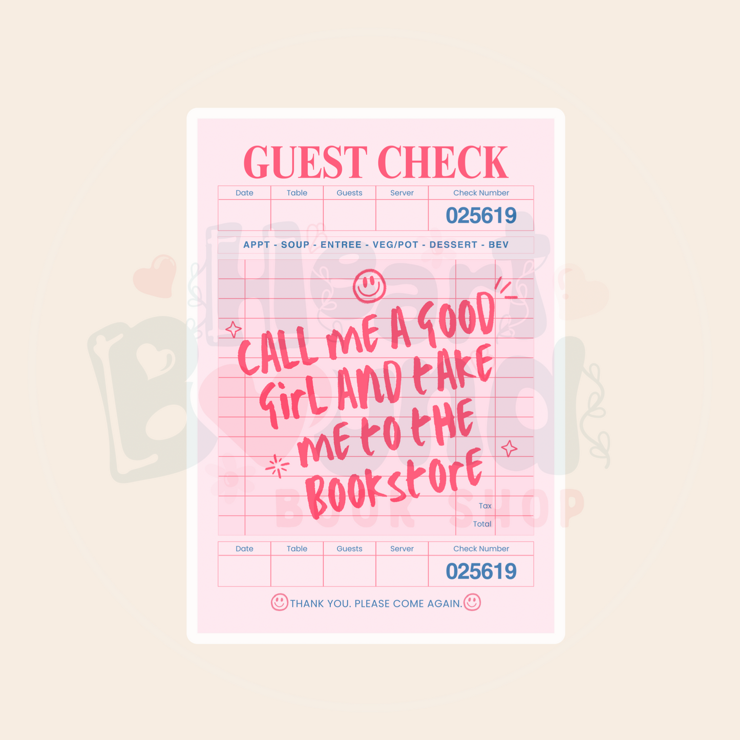 Guest Check: Call Me a Good Girl and Take Me to the Bookstore