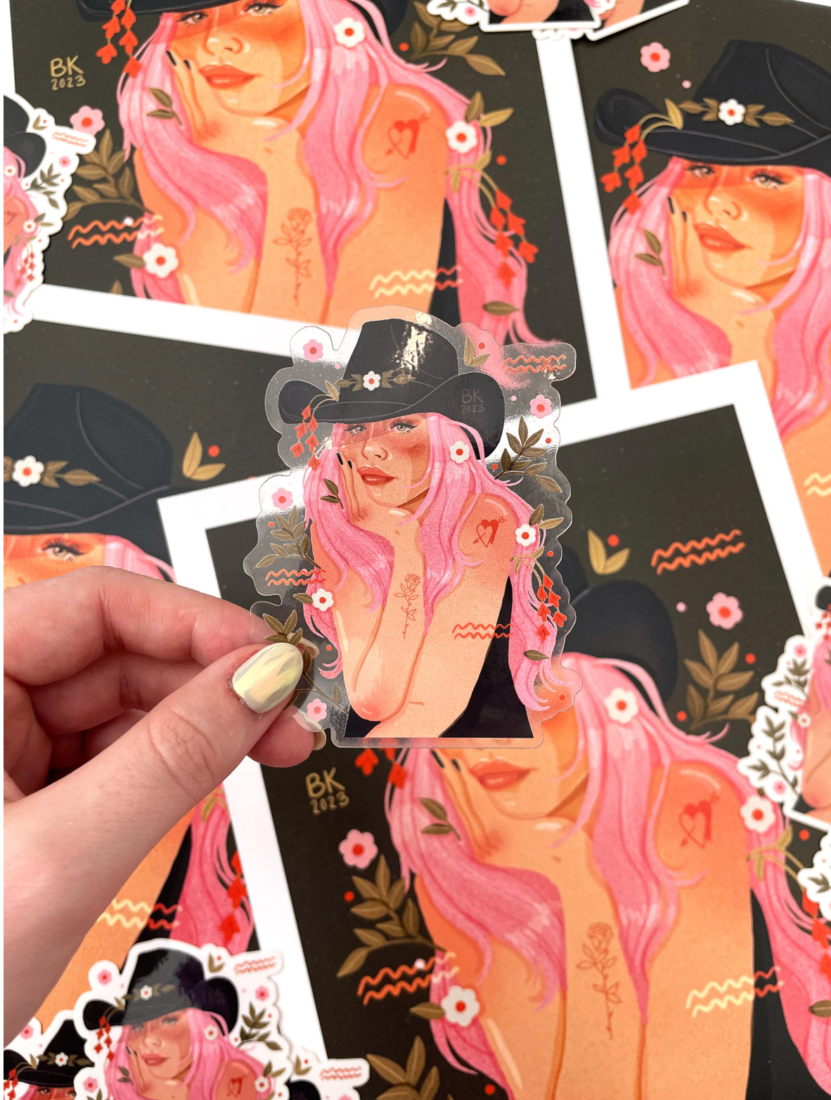 Cutie Cowgirl Clear-Back Sticker