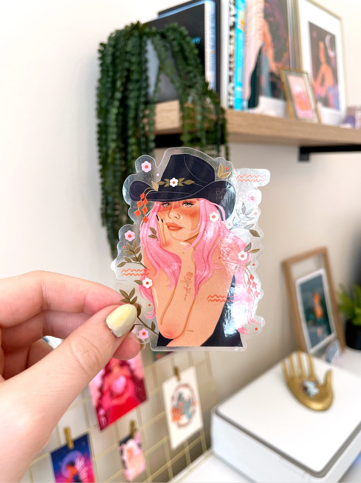 Cutie Cowgirl Clear-Back Sticker