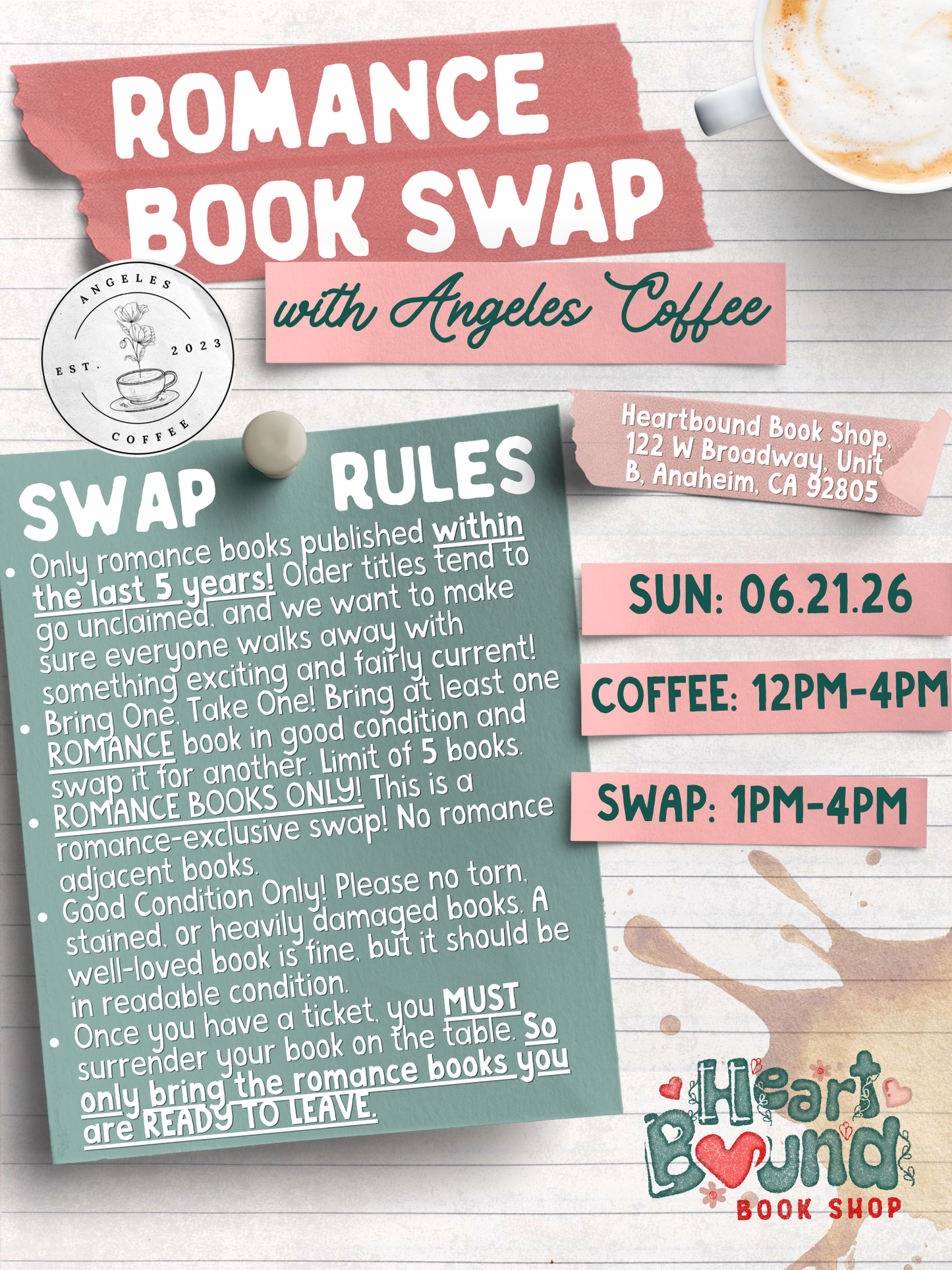 Romance Book Swap with Angeles Coffee