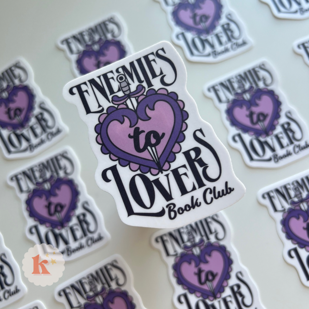 Enemies to lovers vinyl sticker, bookish stickers, reading
