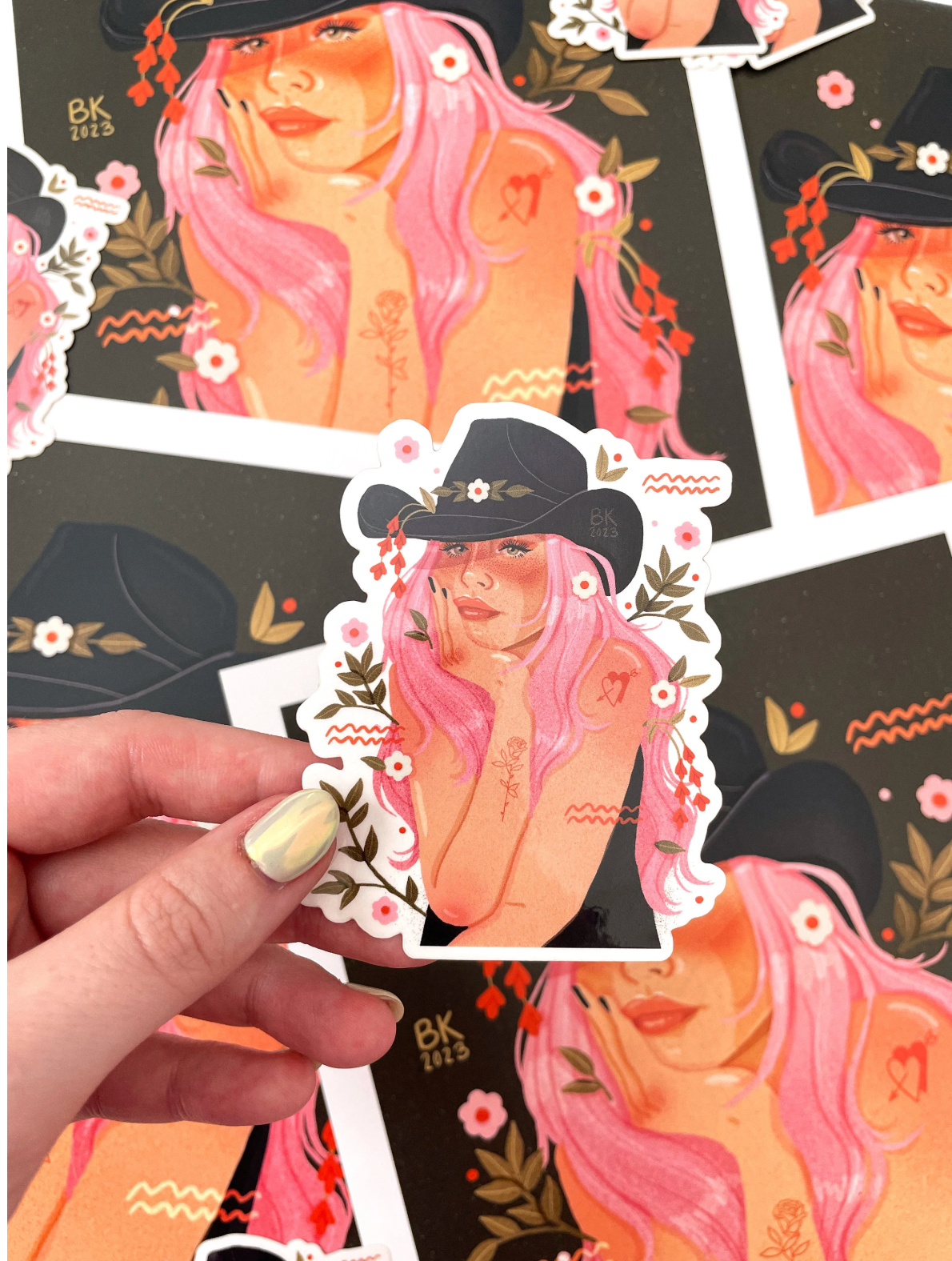 Cutie Cowgirl Clear-Back Sticker