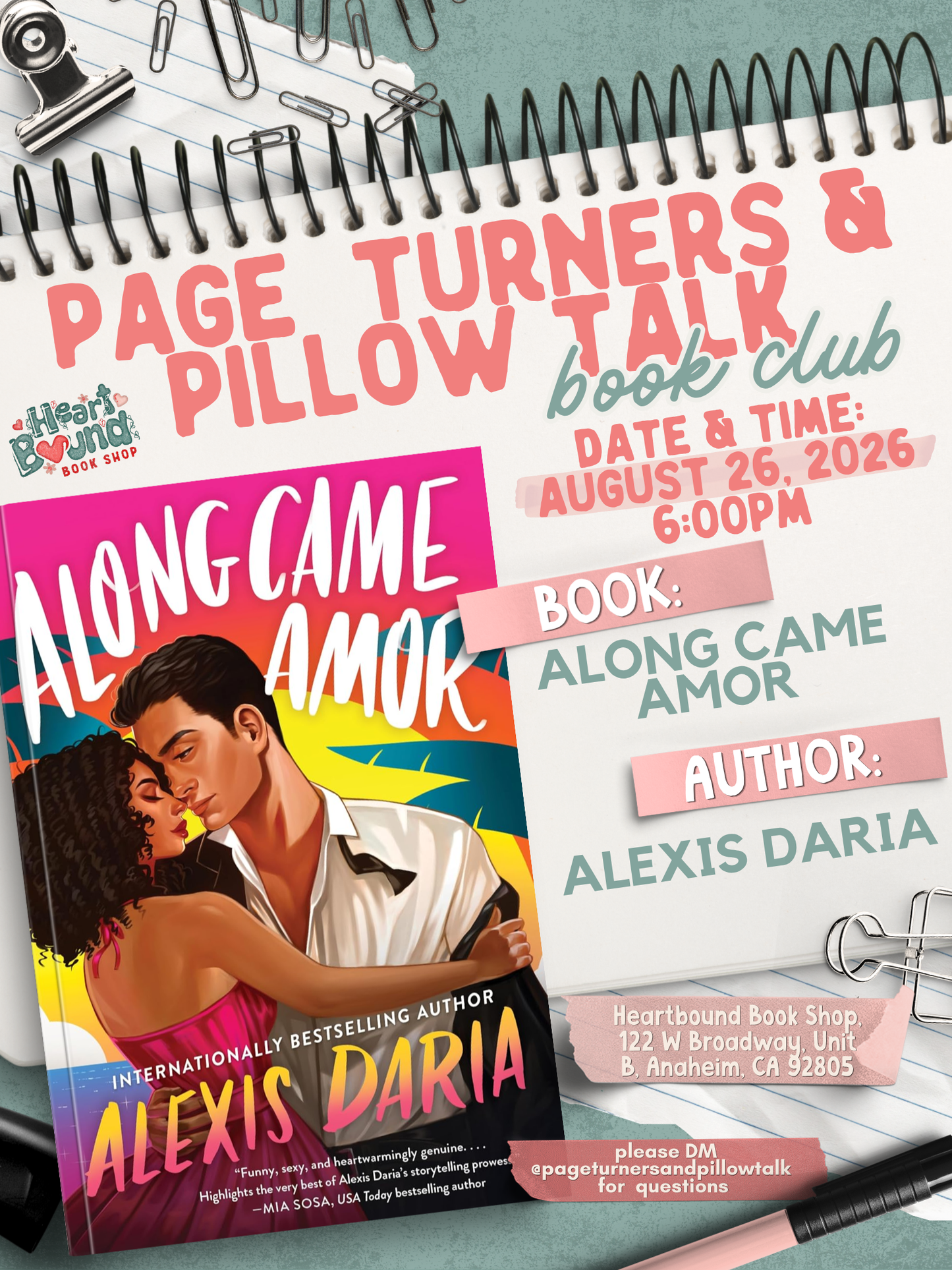 Page Turners and Pillow Talk Book Club: Along Came Amor by Alexis Daria