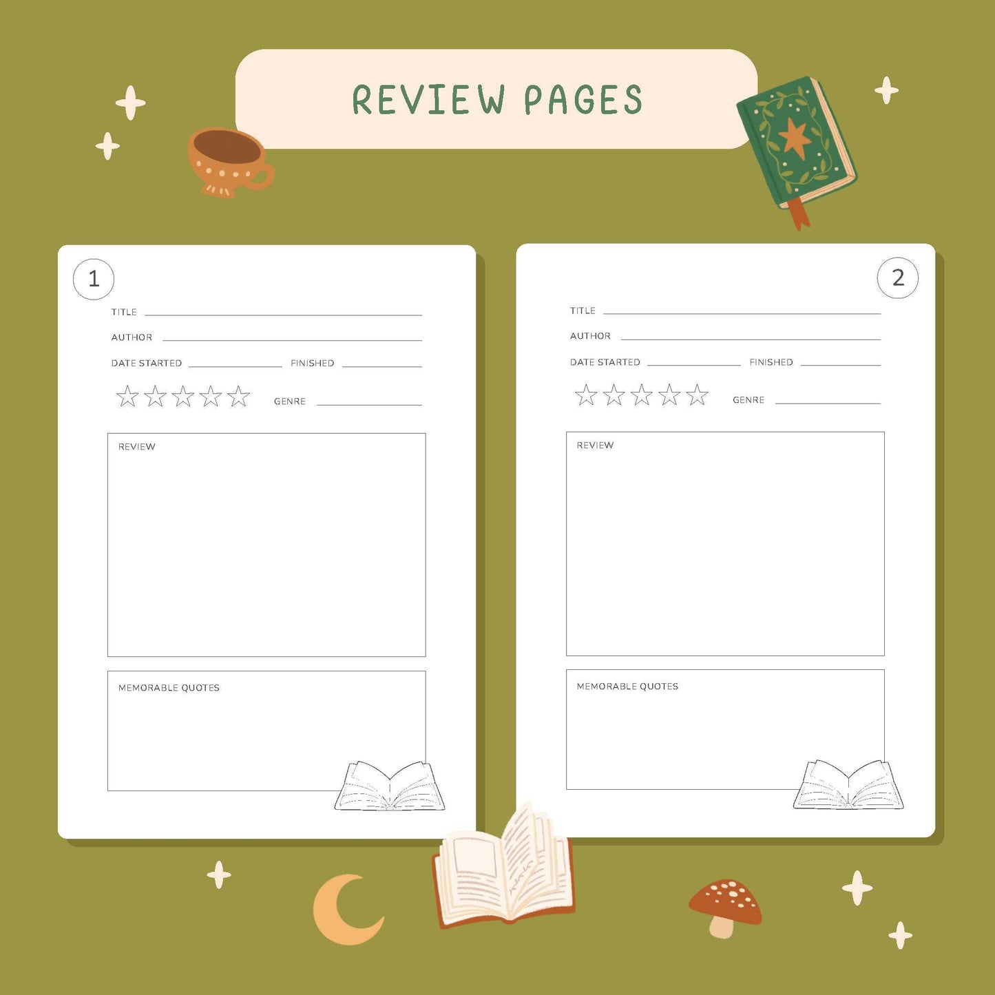 Reading Journal Fantasy Forest - 50 Page Book Review Notebook