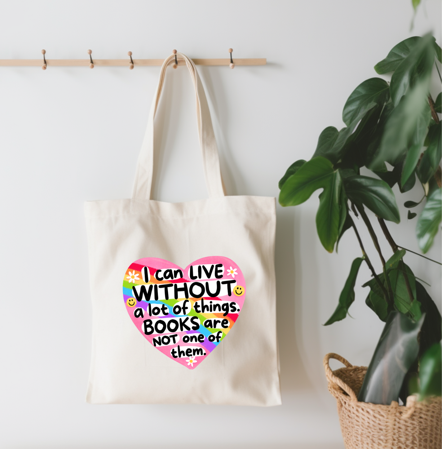 I Can't Live Without Books Canvas Tote Bag