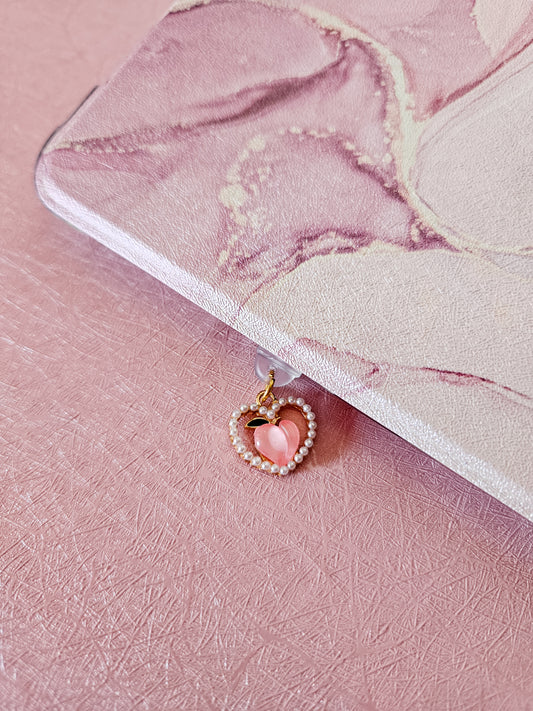 Peach & Pearls Heart Kindle Charm