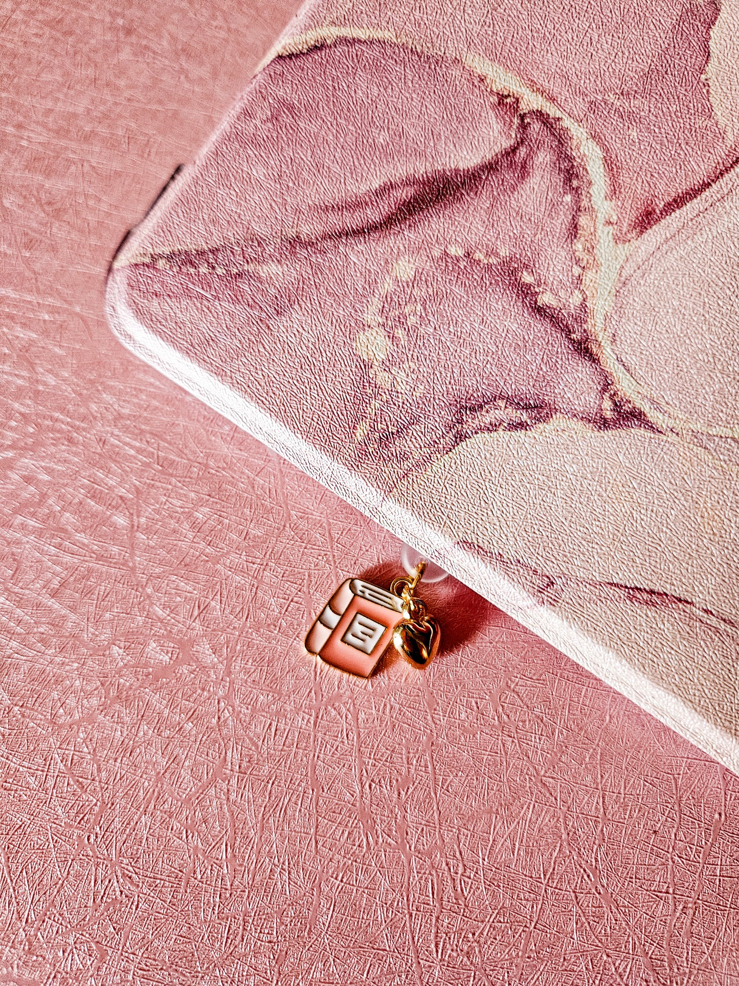 Pink Book & Heart Kindle Charm