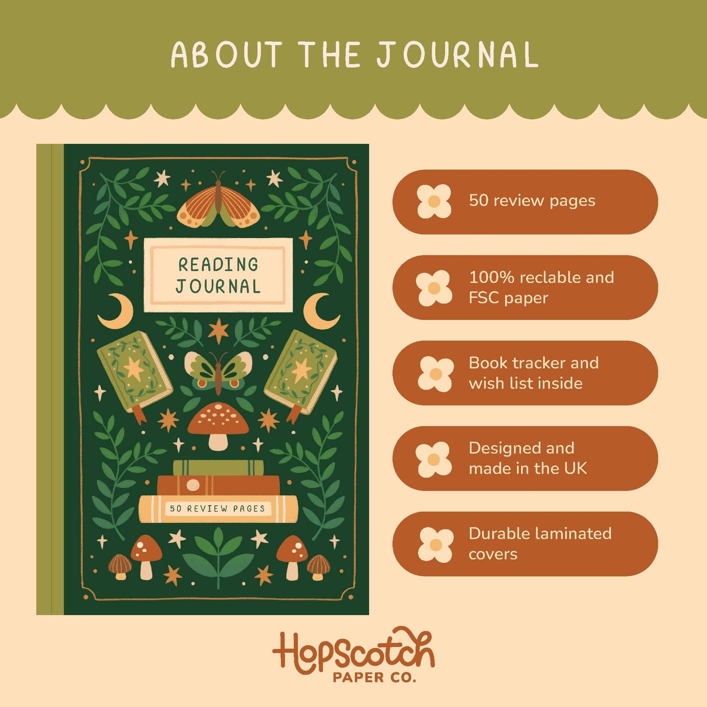 Reading Journal Fantasy Forest - 50 Page Book Review Notebook