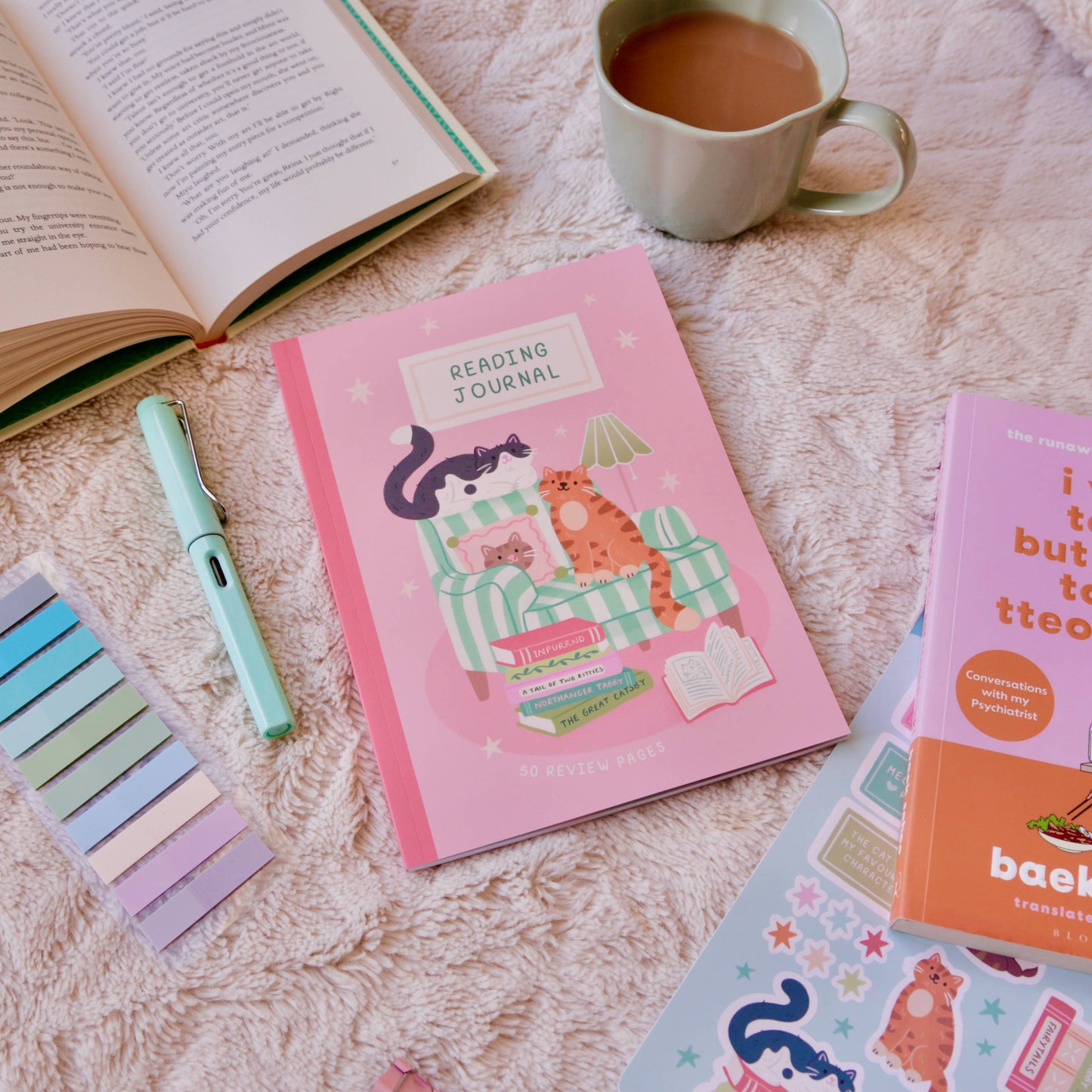 Reading Journal Cats – 50 Page Book Review Notebook
