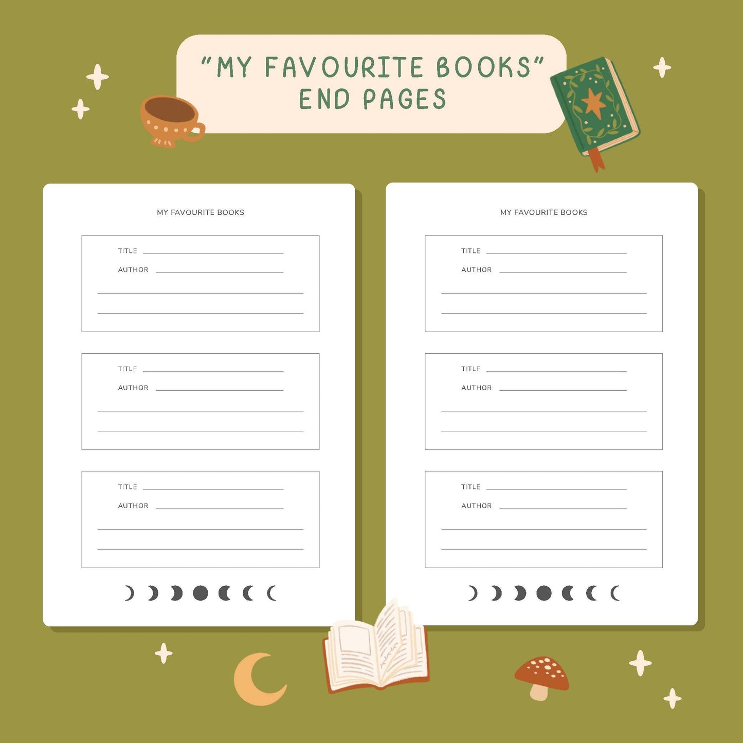 Reading Journal Fantasy Forest - 50 Page Book Review Notebook
