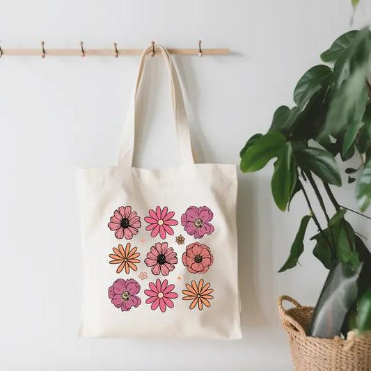 Flower Pattern Small Canvas Tote Bag