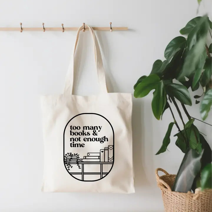 Too Many Books Not Enough Time Small Canvas Tote Bag