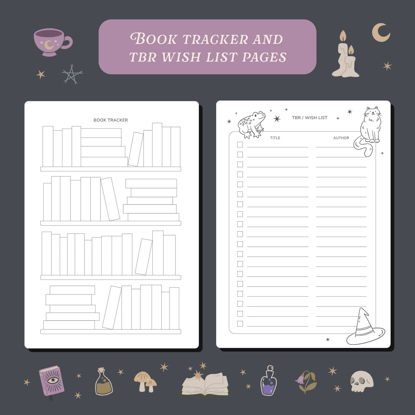Whimsy Witch Reading Journal – 50 Book Review Notebook