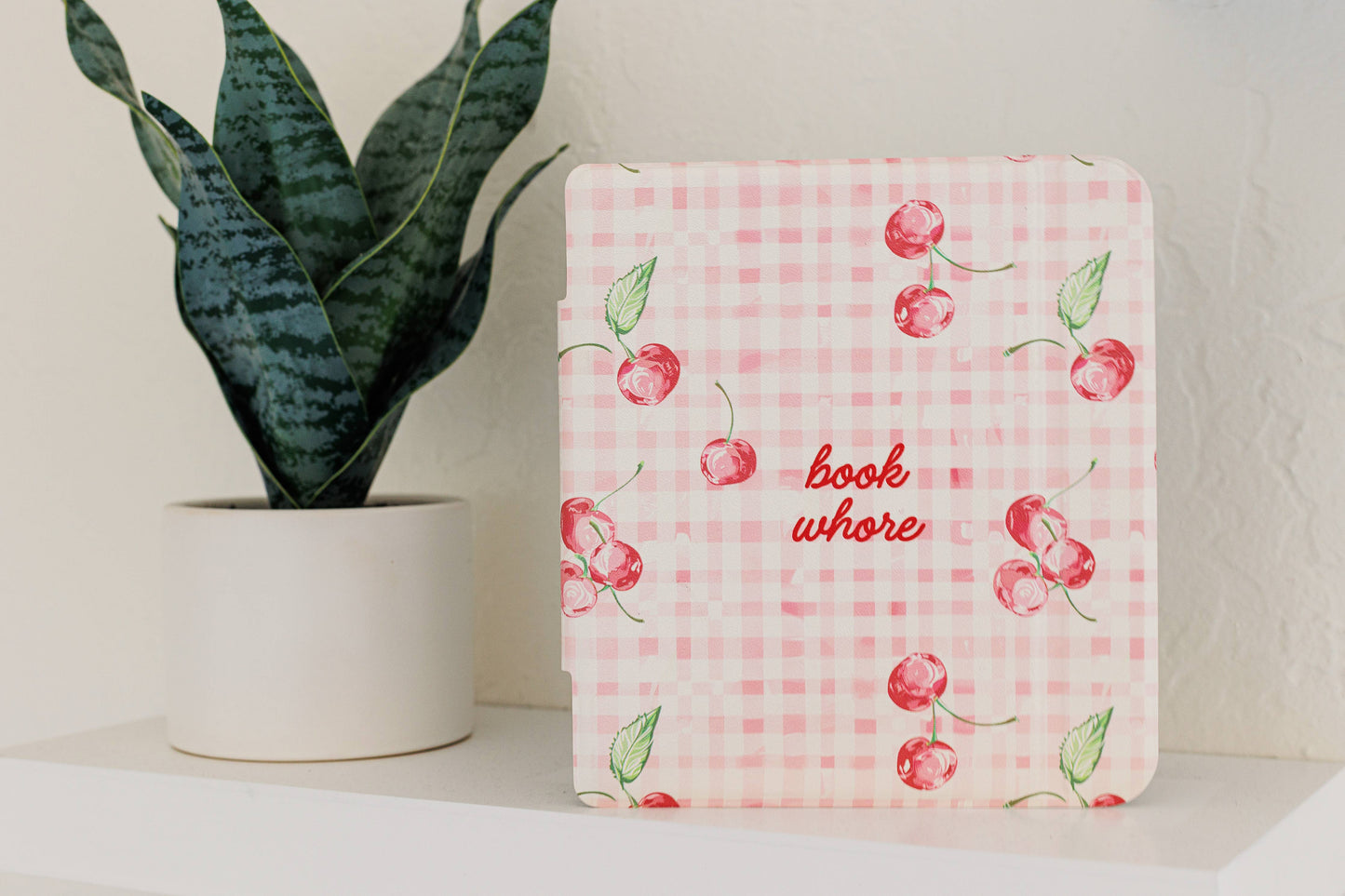 Cherries with a Book Whore Kindle Case with Clear Back