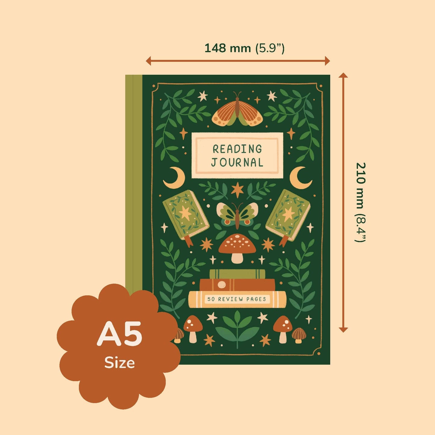 Reading Journal Fantasy Forest - 50 Page Book Review Notebook