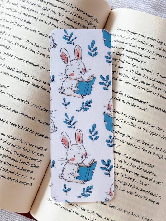 Rabbit reading a book