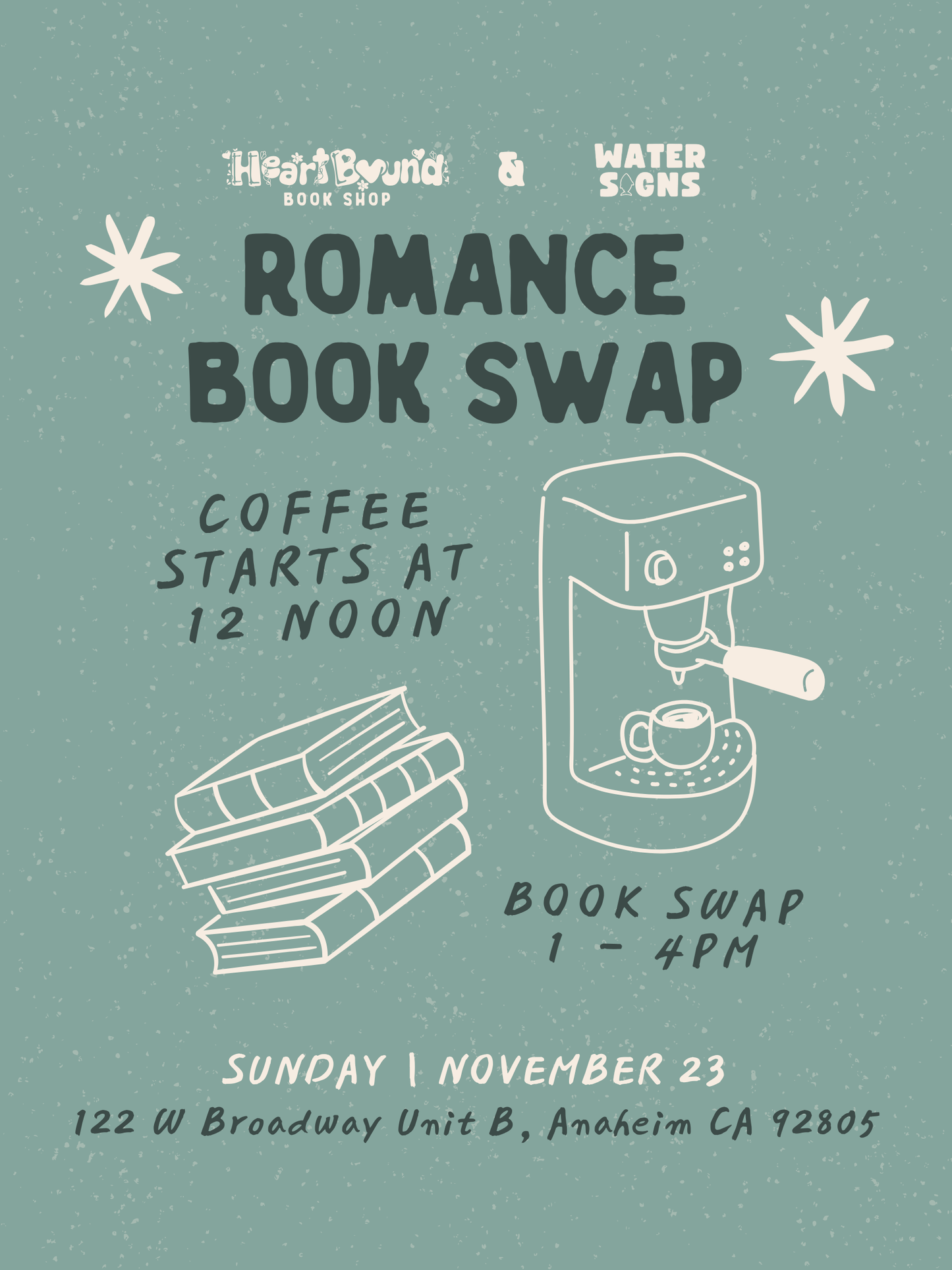 Romance Book Swap with Water Signs Coffee