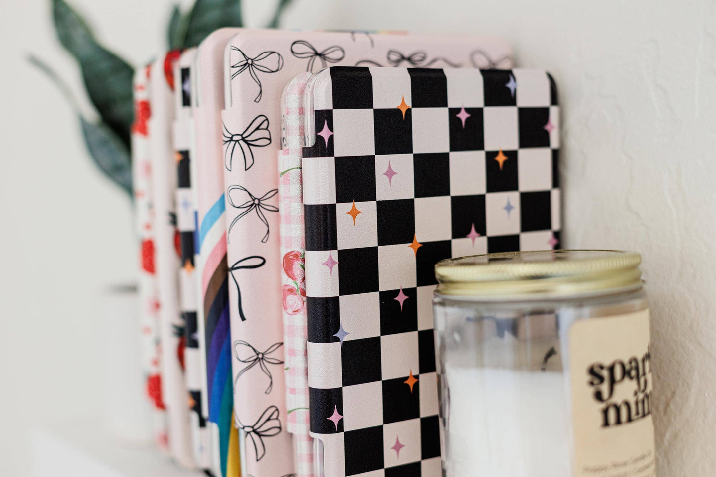 Checkered Blooms Clear Back Kindle Case