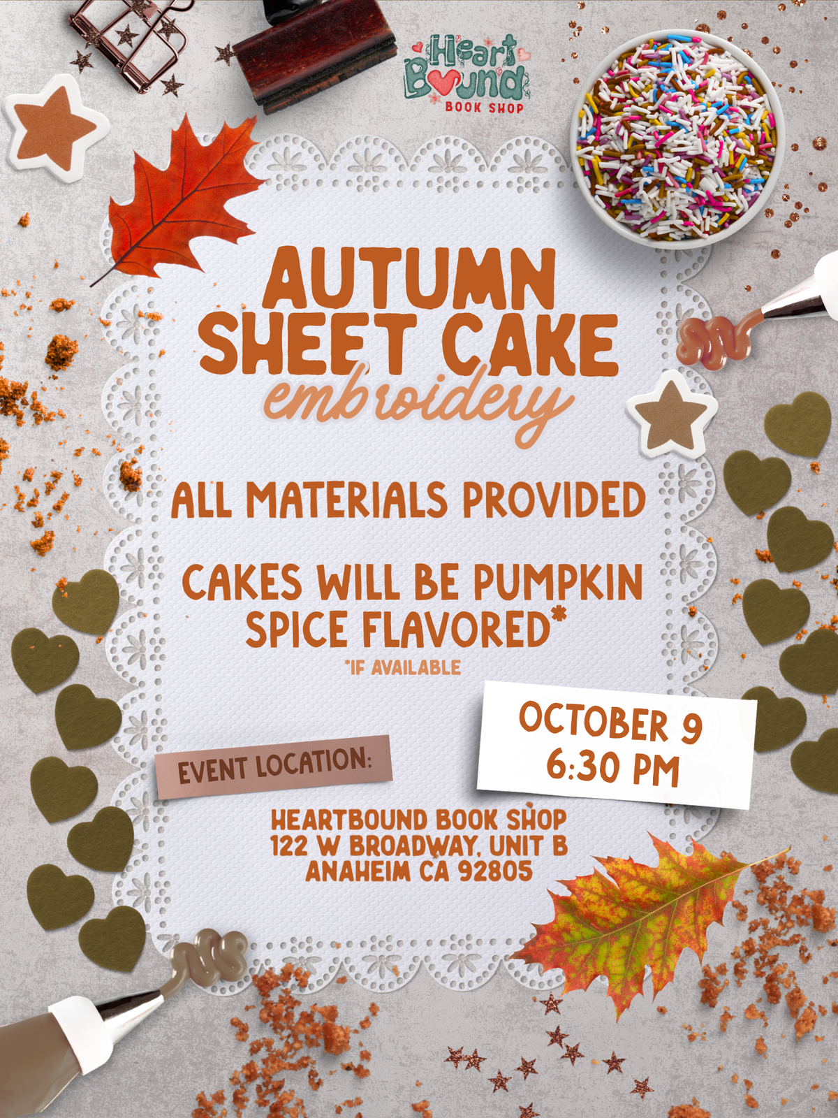 Autumn Sheet Cake Embroidery