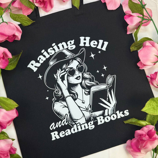 Raising Hell And Reading Books Canvas Tote Bag
