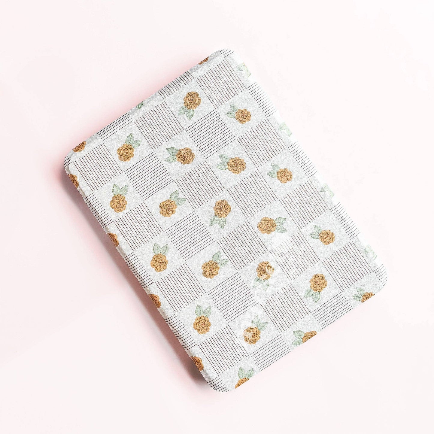 Checkered Blooms Clear Back Kindle Case