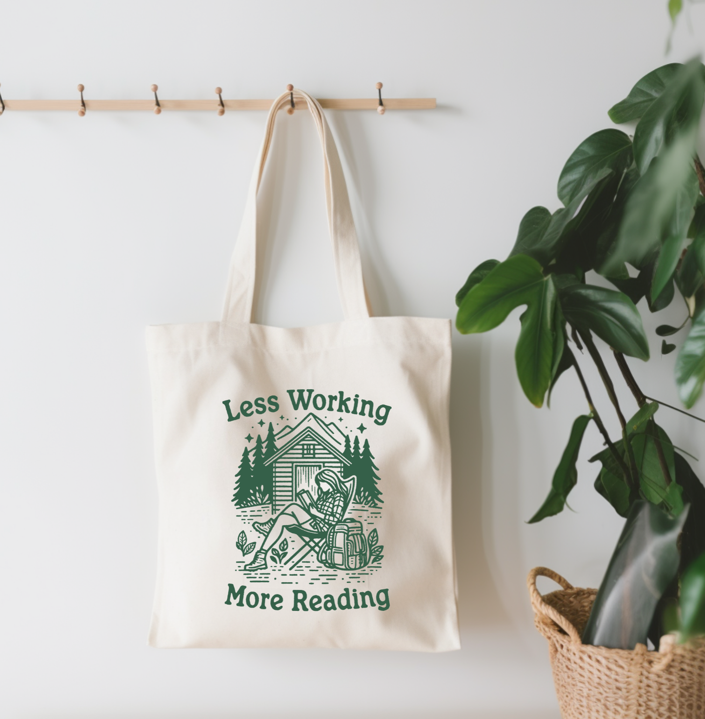 Less Working More Reading Small Canvas Tote Bag