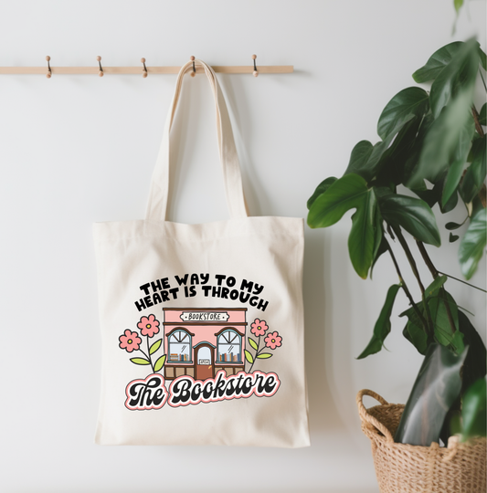 Way To My Heart Is The Bookstore Canvas Tote Bag